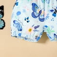 thumbnail image 5 of OSOLU Baby Girls Romper Clothes Set Ruffle Short Sleeve Butterfly Print Bodysuits Shorts With Headbands 3 Piece Set 0-18 Months Soft Outfit, 5 of 6