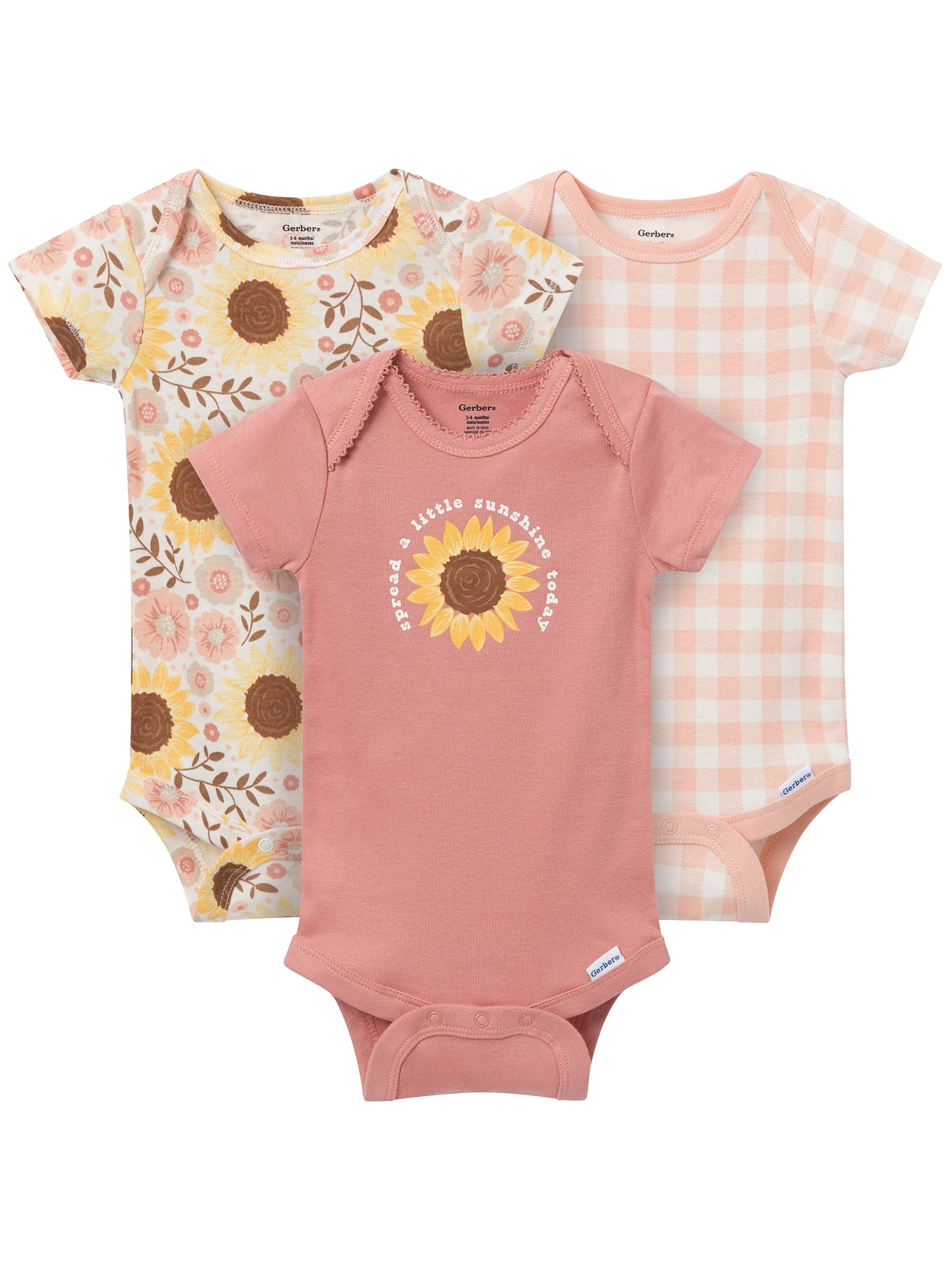Gerber Gender Neutral Short Sleeve Onesies, 6-Pack, Sizes Newborn - 18 Months