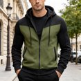 thumbnail image 4 of UAYOTSE Mens Color Block Fleece Full Zip Hooded Jacket Drawstring Long Sleeve Hoodie for Street Wear and Daily Training, 4 of 9