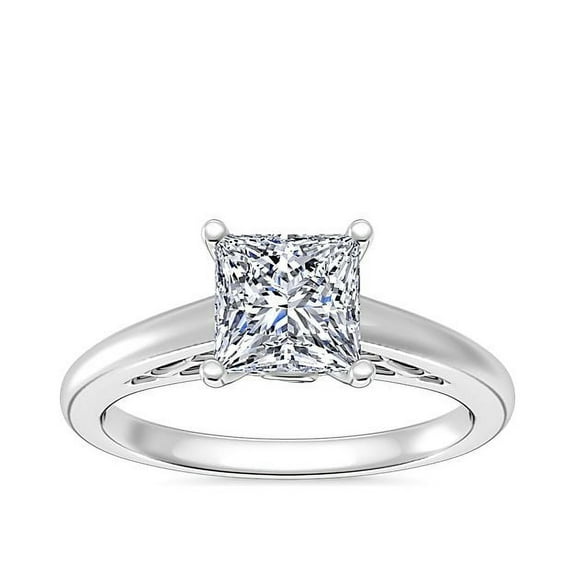 1.00 Carat VS1 Princess Natural Diamond Stunning Solitaire Wedding Ring for Bride Solid 14K White Gold Size 7