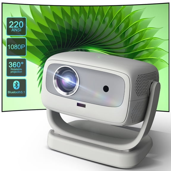 Smart WiFi 2.4G/5G Bluetooth 5.1 Projector with Stand,Native 1080P Portable Projector,Home Theater Video Projector for Indoor & Outdoor Use,Auto Focus,220 ANSI