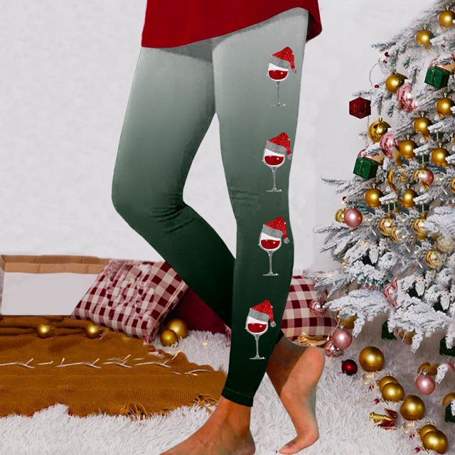 MKLEKYY Conjunto deportivo para mujer Leggings para entrenamiento, leggings con estampado navideño, pantalones de bloques de color, leggings elásticos suaves 1227