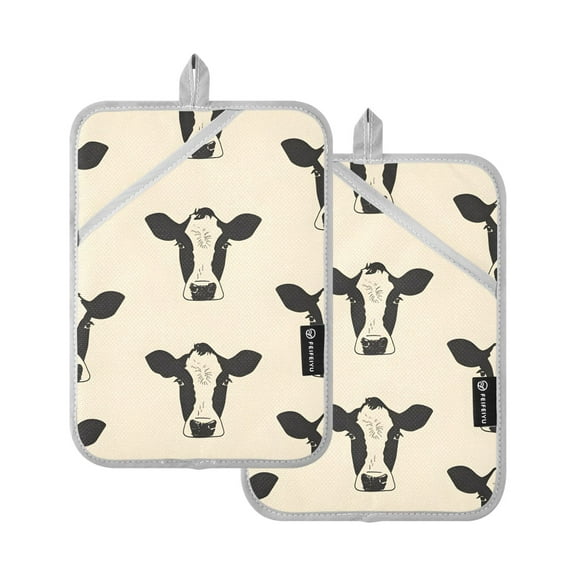 Pot Holders Set of 2 Heat Resistant 338℉ Kitchen Oven Gloves Potholder Cooking Baking Microwave Mitts Cows