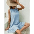 thumbnail image 4 of Women's Ruffle Hem Sleeveless Tank Dress Round Neck Casual Smock Summer Mini Dresses, 4 of 11