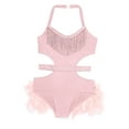 thumbnail image 3 of SiiRoh Kids Girls Ballet Feather Skirted Leotard Sleeveless Glitter Tassel Gymnastics Bodysuit Jazz Dance Outfit Pink 16, 3 of 4
