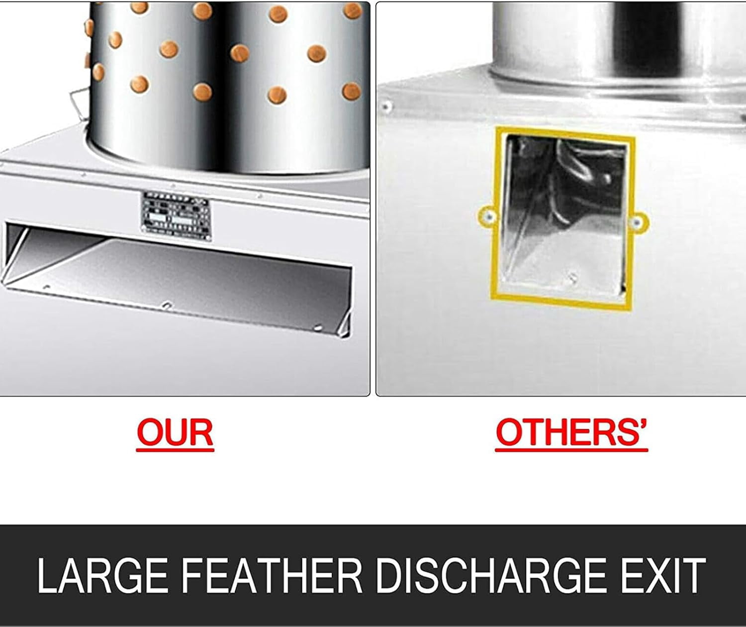 Datingday 20" Chicken Plucker Machine Stainless Steel Poultry Plucker 2HP 1500w 275r/min Automatic Feather Plucking Machine Chicken Turkey Defeathering Machine Equipment
