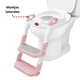 thumbnail image 3 of Baño Entrenador Infantil con Escalera Asiento Acolchado Antideslizante Plegable y Ajustable para Sanitario Común - Rosa, 3 of 7