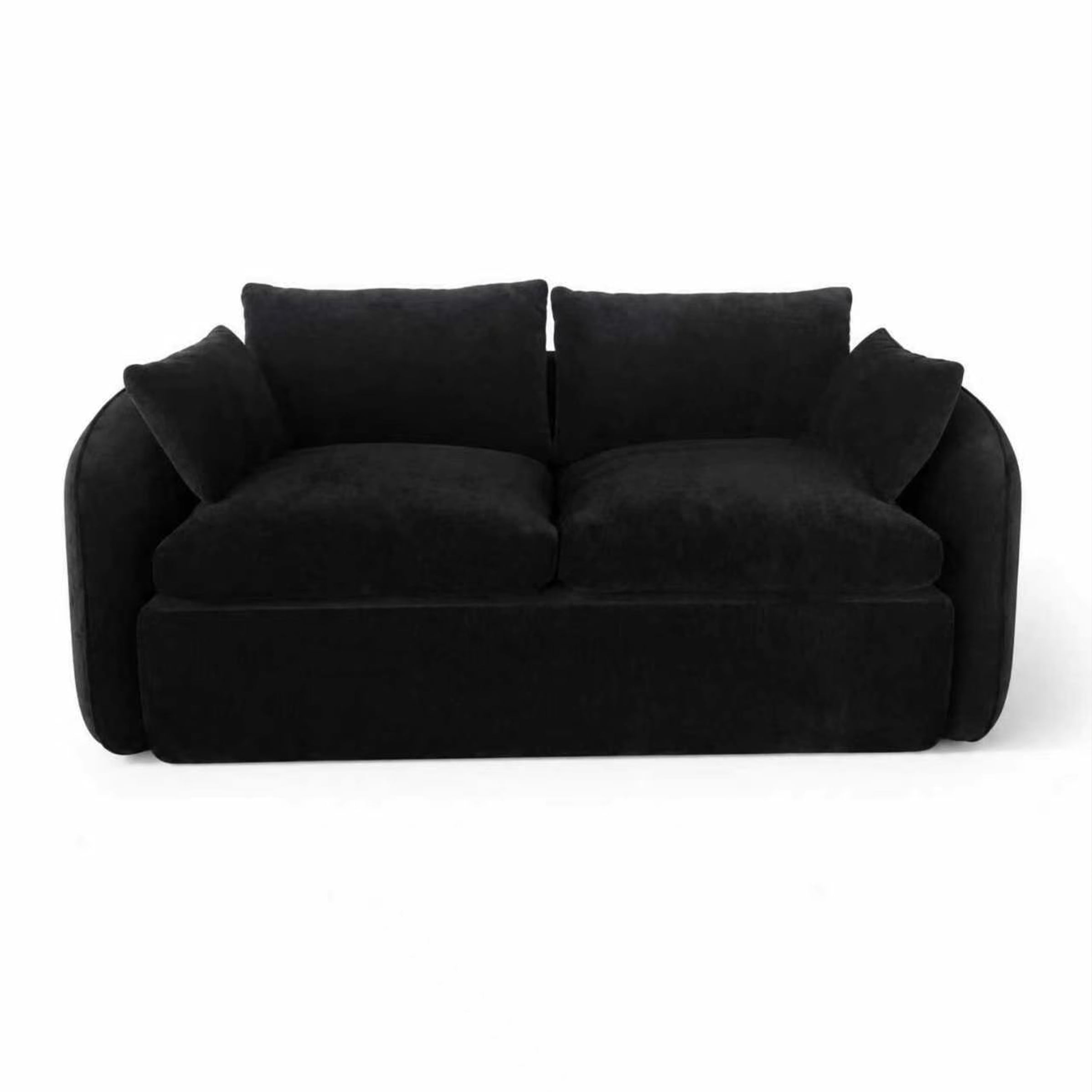 Garitin Loveseat Sofa and Two Seater Couch 78.7 Inch, Foam Filled Suede Fabric Living Room Furniture for Apartment, Black