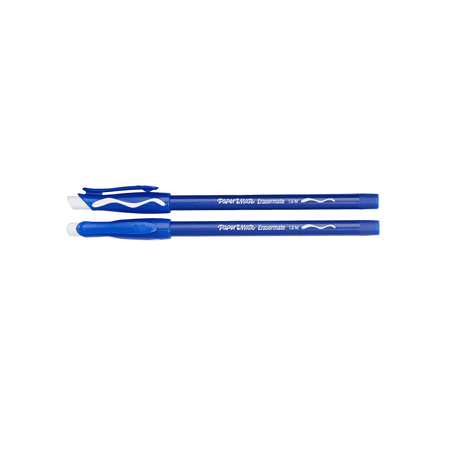Paper Mate EraserMate Erasable Pen, Medium Point, Blue, 12 Count