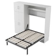 thumbnail image 5 of Full Size Murphy Bed with Storage Lockers and Wardrobes, Foldable Platform Bed, Wood Murphy Bed Wall Bed Frame for Guest-Room, Home, Office, White, 5 of 9