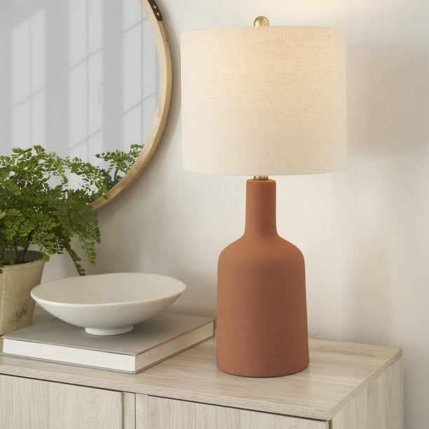 Lámpara Nourison Home de cerámica terracota naranja de 56 cm