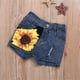 thumbnail image 3 of Gibobby Conjunto de Lana Conjunto de chaleco y pantalones cortos con estampado de girasol para niñas y niños con letras de mezclilla para niñas pequeñas(Amarillo, 7-8 Años), 3 of 4