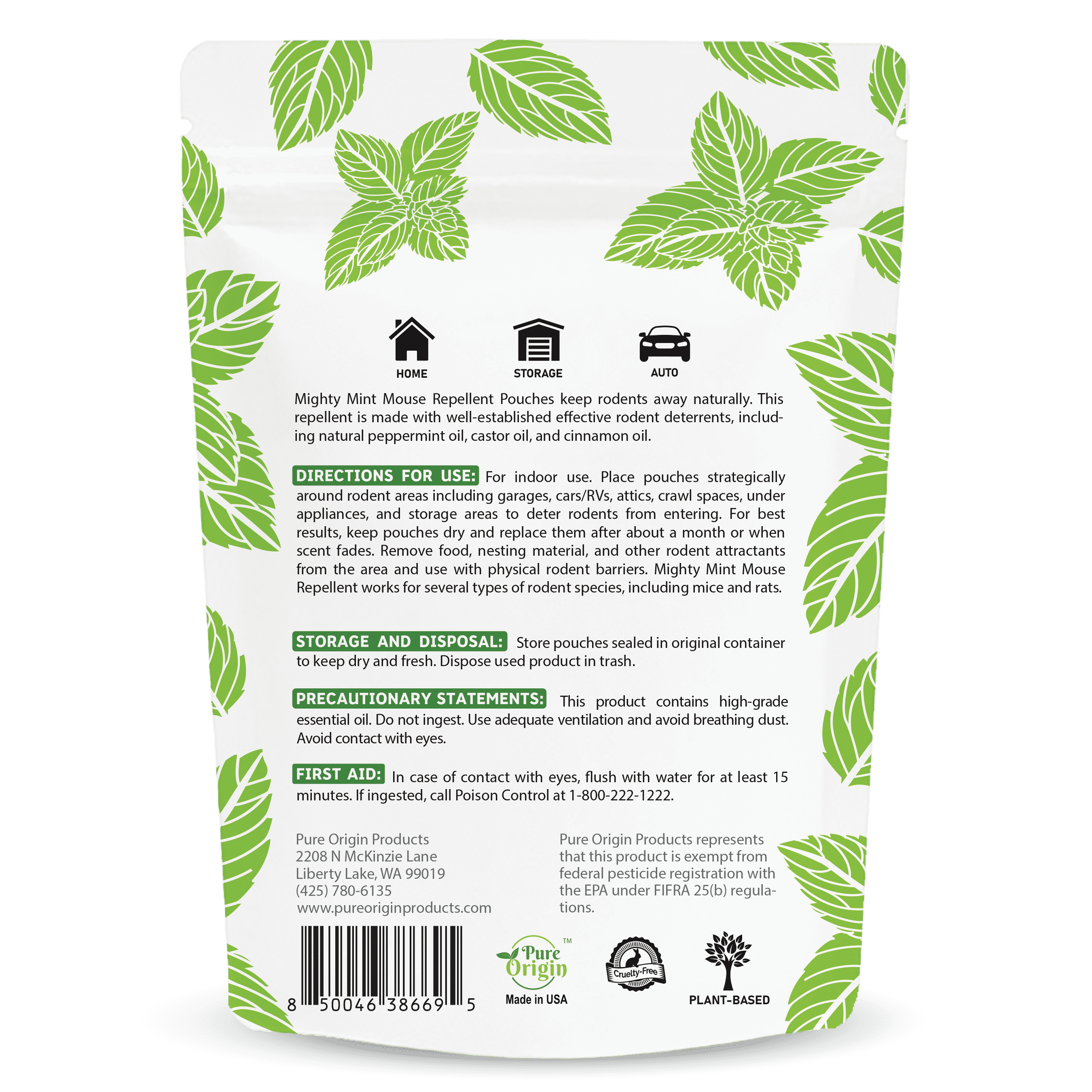 Mighty Mint Rodent Repellent/Deterrent Pouches, Peppermint, Cinnamon & Castor Oil, 10 CT
