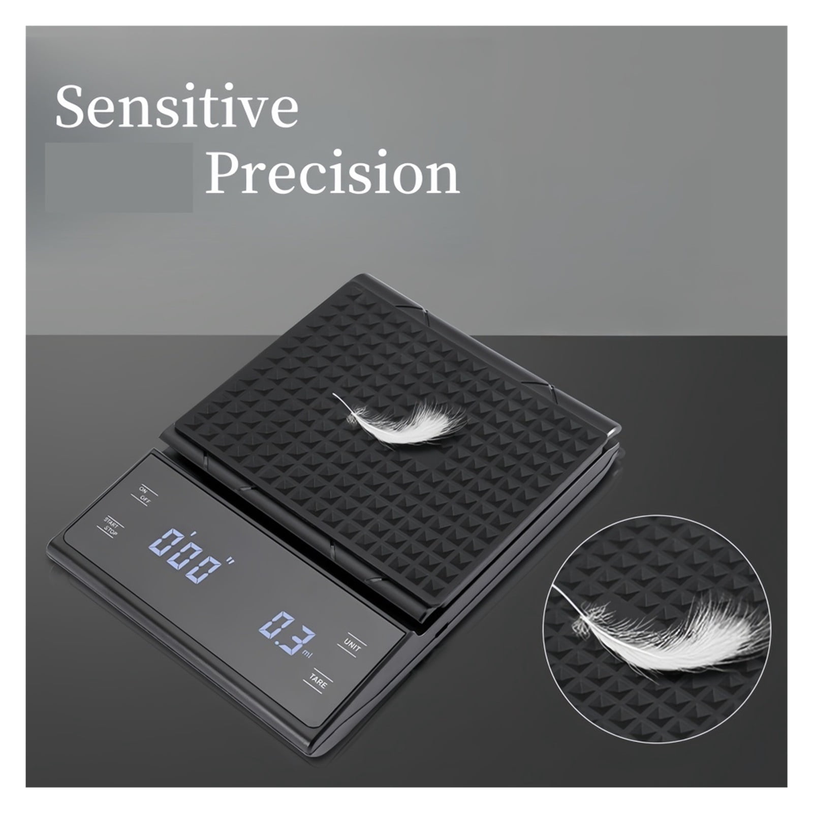 Electronic Coffee Scale with Silicone Pad Digital Food Scale with Timer Precision Portable 3kg ,Multi Measuring Units
