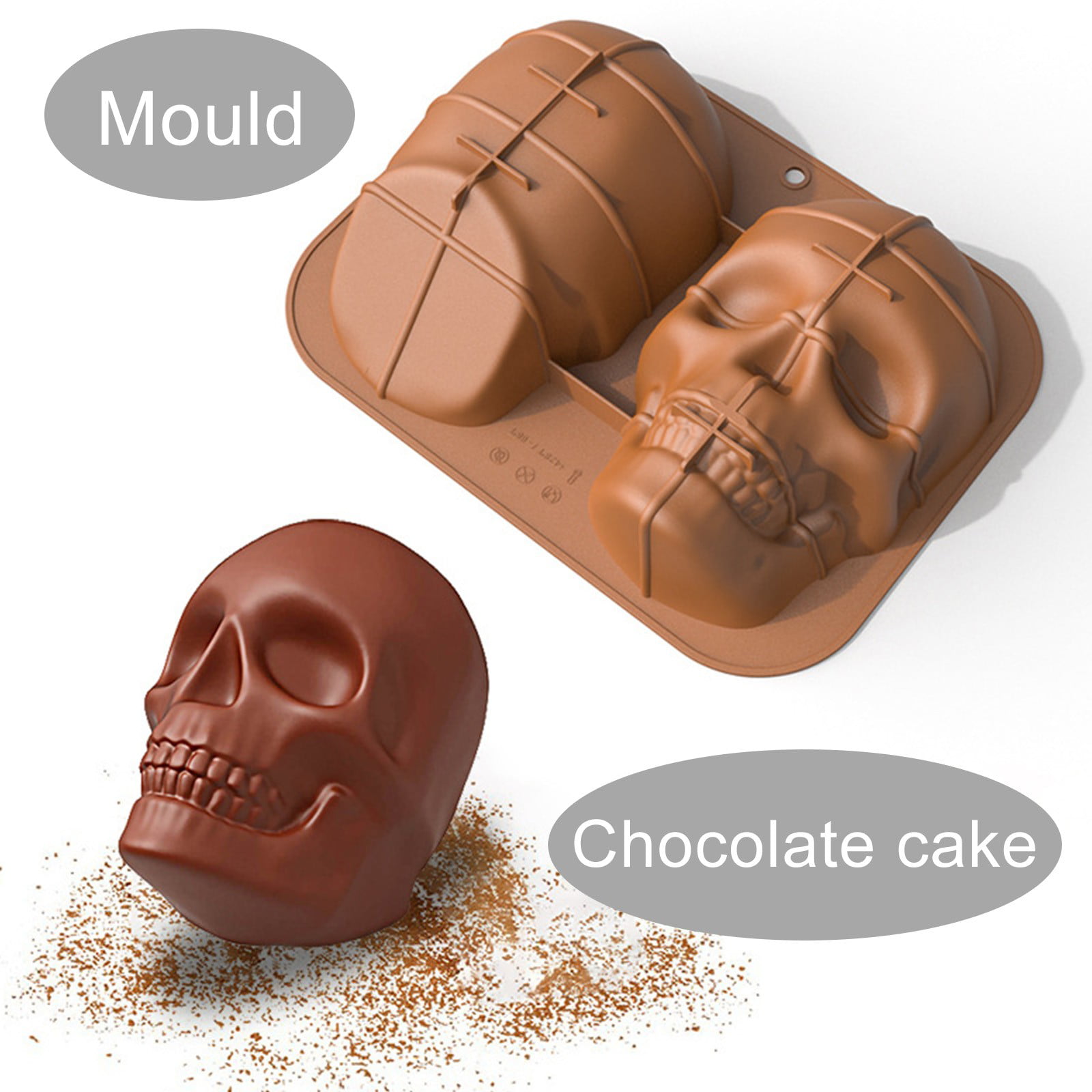 3D Crow Skull Silicone Mold Cake Mold Decorating Baking Chocolate DIY Mould 