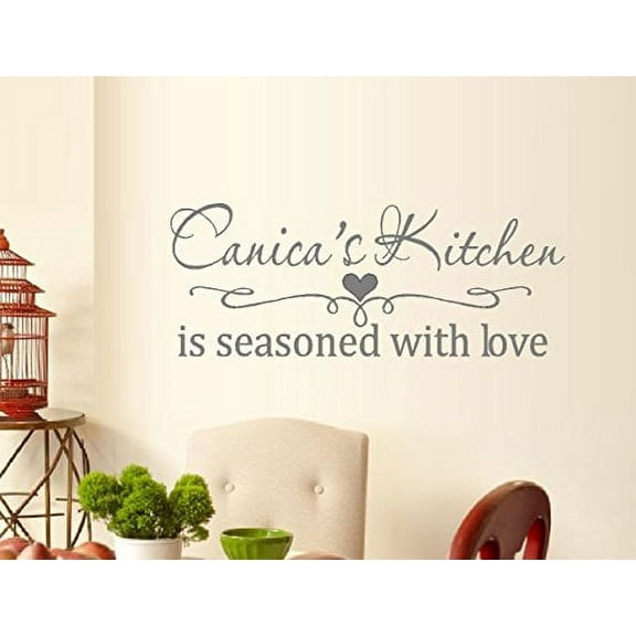 Kitchen ~ (Custom Name) Kitchen is Seasoned with Love #3 Large ~ Wall Decal, 13" x 33"