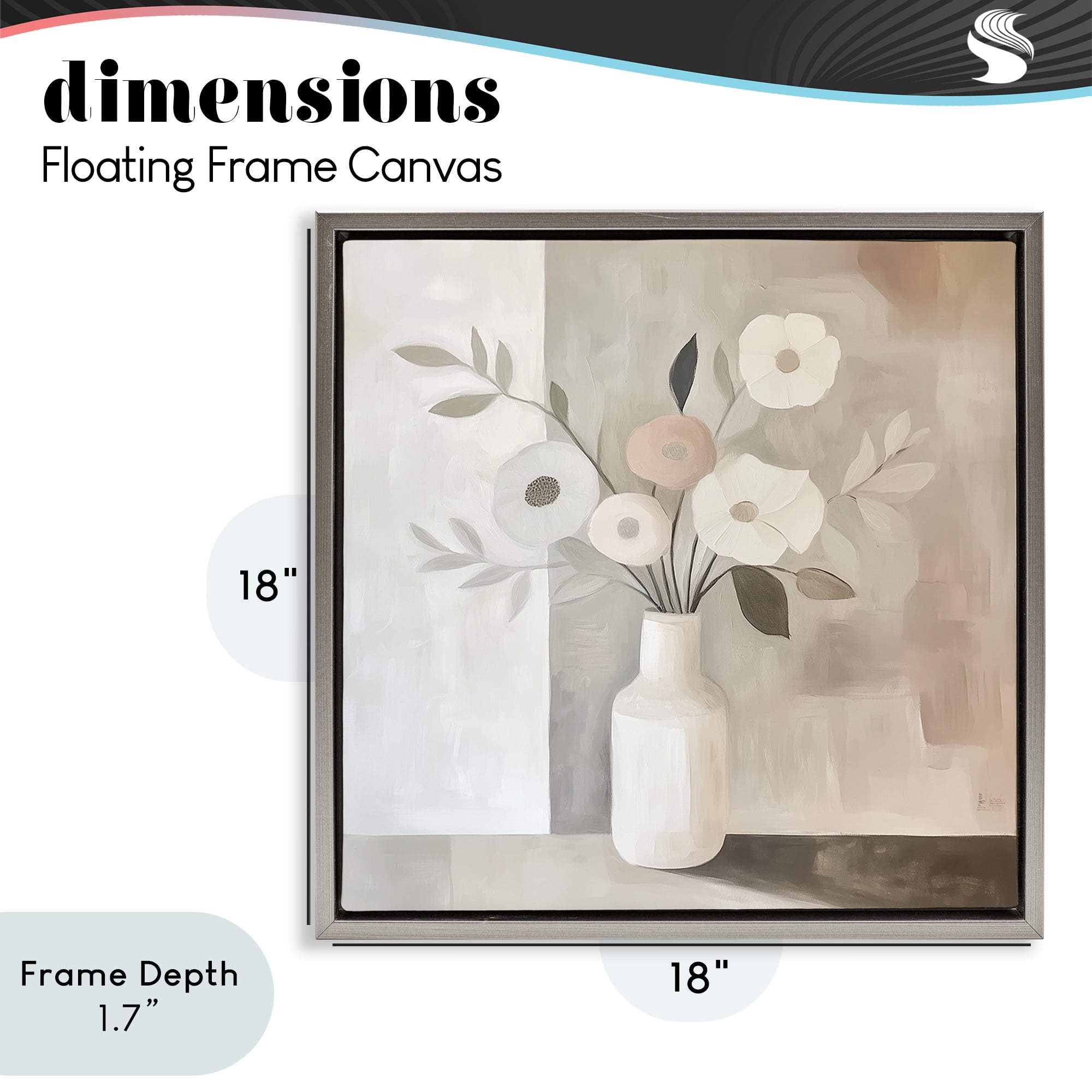 Stupell Industries Minimalist Muted Flower Vase Gray Framed Floater Canvas Wall Art, design by Heidi Kuntz