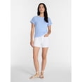 thumbnail image 3 of Time and Tru Women's Textured Crewneck Sweater with Short Sleeves, Lightweight, Sizes XS-XXXL, 3 of 6
