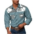 thumbnail image 3 of DDAPJ pyju Mens Camouflage Shirts Long Sleeve Casual Button Down Shirt Cowboy Work Shirts with Pockets Sky Blue XXXXL, 3 of 8
