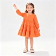 thumbnail image 2 of Dresses for Girls Cute Party Long Sleeve Tiered Ruffle Swing Dress for Girls Crew Neck A-Line Girls Fashion Fall Sundress Saffron, 2 of 10