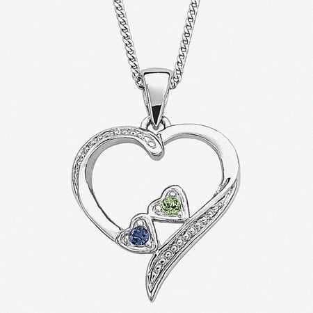 Personalized Planet Birthstone Sterling Silver Sister's Heart Pendant