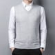 thumbnail image 5 of Suéter para hombre, juvenil, informal, holgado, con cuello en V, de lana, color liso, cálido, 5 of 6