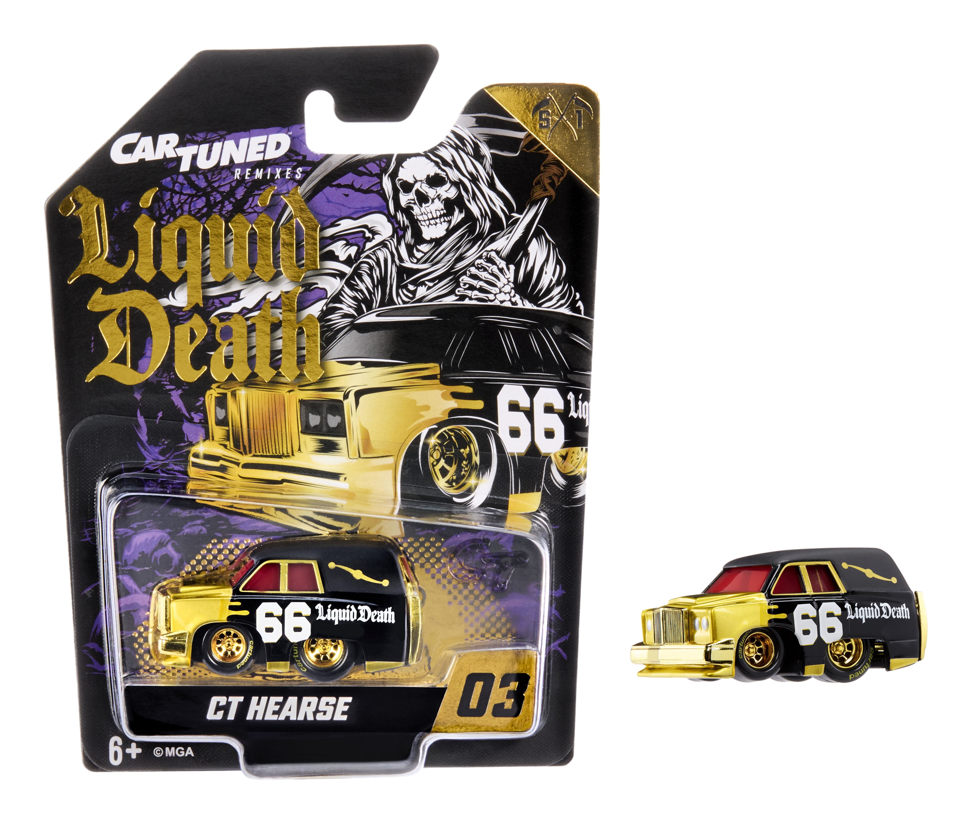 Cartuned Remixes Series 1 Liquid Death - Hearse, Black, Diecast Vehicle