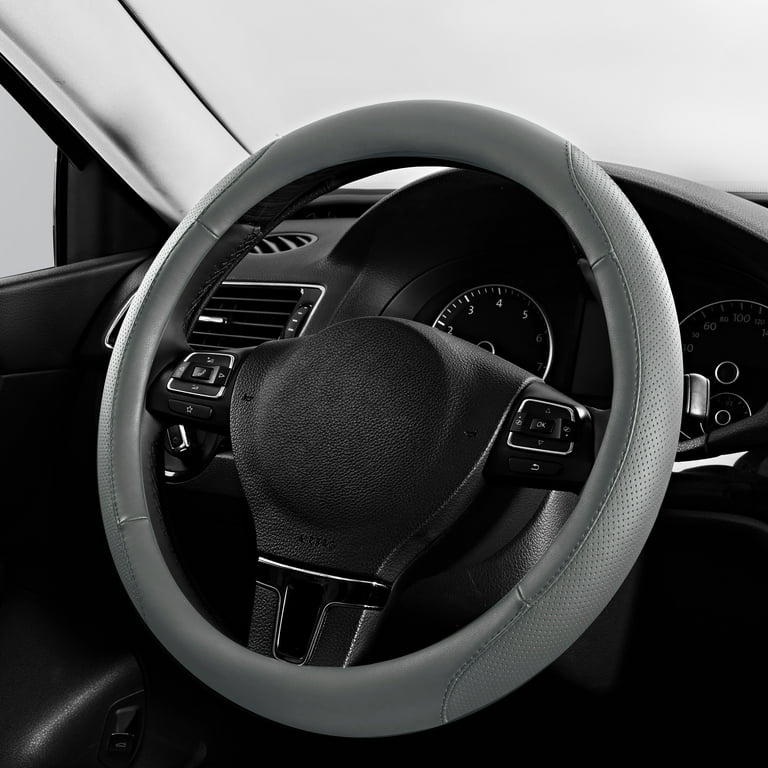 Auto Drive Perforated Faux Leather Steering Wheel Cover, Grey photo 3