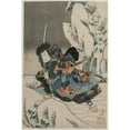 thumbnail image 2 of Shunbaisai Hokuei 11x14 Gold Ornate Wood Frame and Double Matted Museum Art Print Titled - Nakamura Utaemon IV as a Warrior Standing in the Snow (C. 1835), 2 of 4