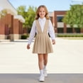 thumbnail image 5 of RTKFRFLM Girls Back-to-School Pleated Jumper Dress Kids School Uniform Style Overall Skirt Toddler Classic Preppy A-Line Gown Academic Outfits for Little Girls Ages 2-9 Years Navy, 5 of 5