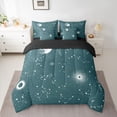 thumbnail image 2 of jejeloiu Galaxy Starry Sky 7-Piece Bedding Comforter Set,Constellation Pattern King Bedding Sets,Green White Bed Sheets For Girls Kids,Microfiber Bedroom Decor Reversible, 2 of 8