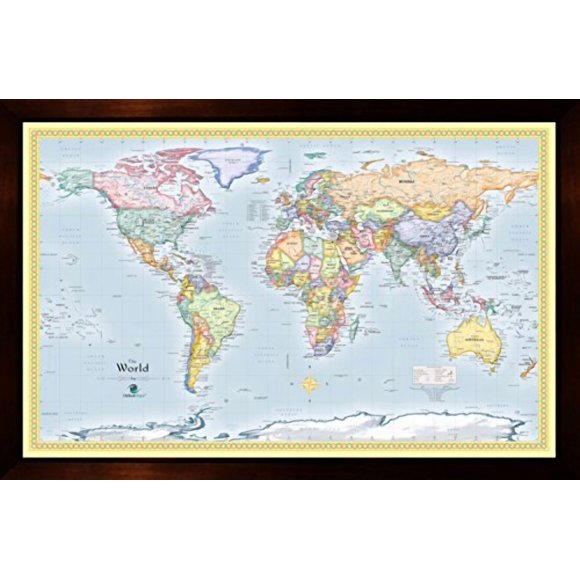 Homemagnetics 37 x 25 Blue World Magnetic Map