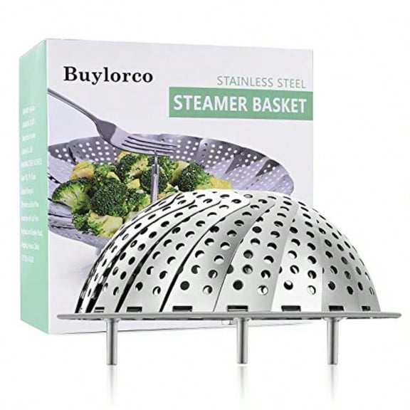 Stainless Steel Folding Vegetable Steamer Insert for Veggie and Seafood Cooking fits pots 5" to 9"