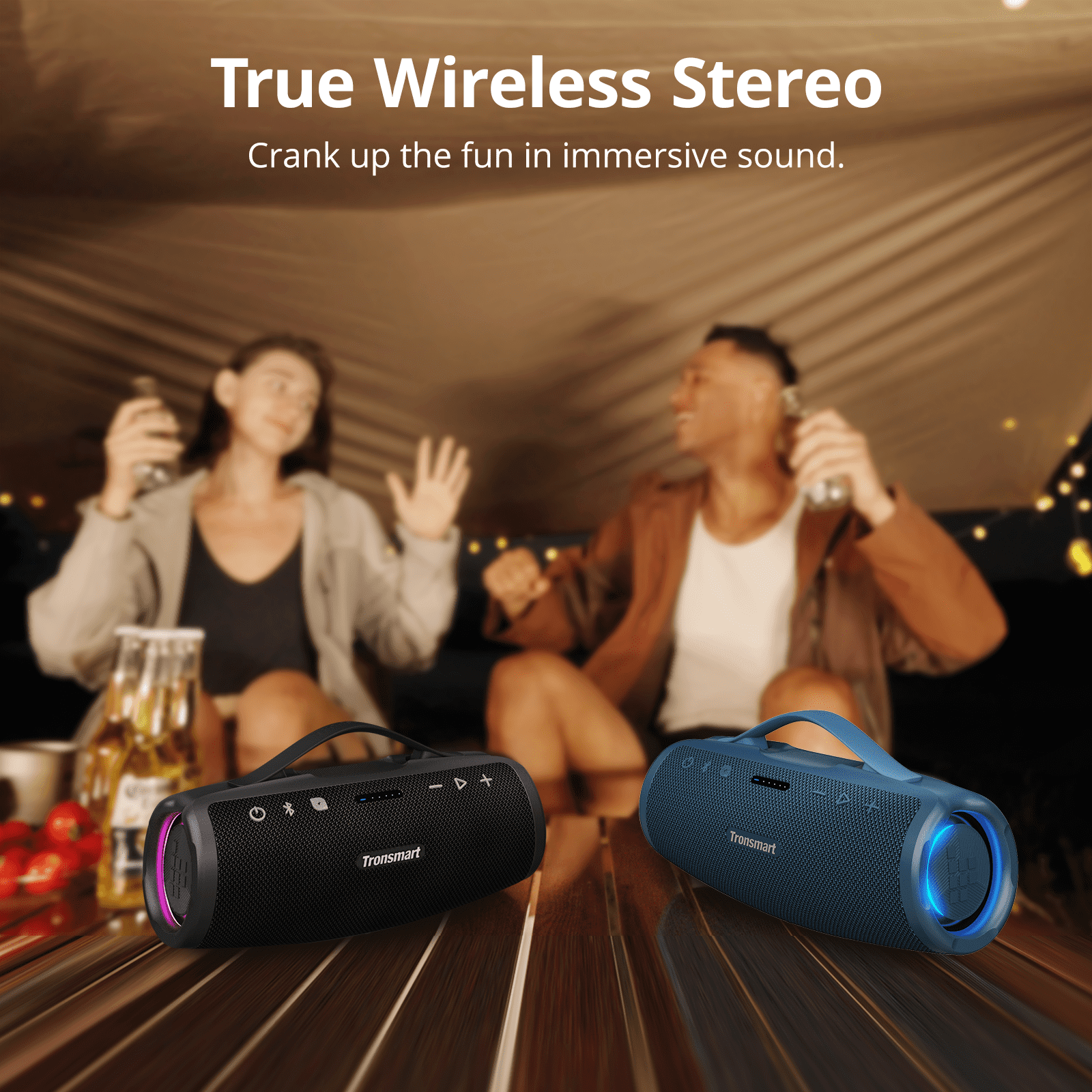 Mirtune S100 Portable Bluetooth Speaker,50W Punchy Bass & Clear Treble,Retractable Handle,20H Playtime,IPX7 Waterproof,Customize EQ,Wireless Speakers with Built-in Powerbank for Outdoor,Camping,Beach