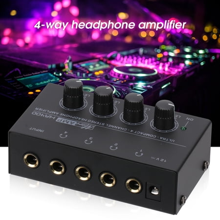 Joernso MA400 US/UK/EU/AU Plug Headphone Amplifier 4 Channels Mini Stereo Audio Earphone Amplifier with Power Adapter for Studio