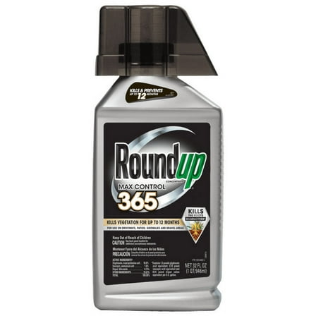 Roundup Concentrate Max Control 365 Weed & Grass Killer, 32 oz., Visible Results in 12 Hours