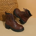 thumbnail image 6 of P-453 Brown Female Everyday Short Ankle Shoes With Round Toe Tie-Up Closure And Block Heel Mid-Heel For Casual Outdoor Indoor Wear, 6 of 8