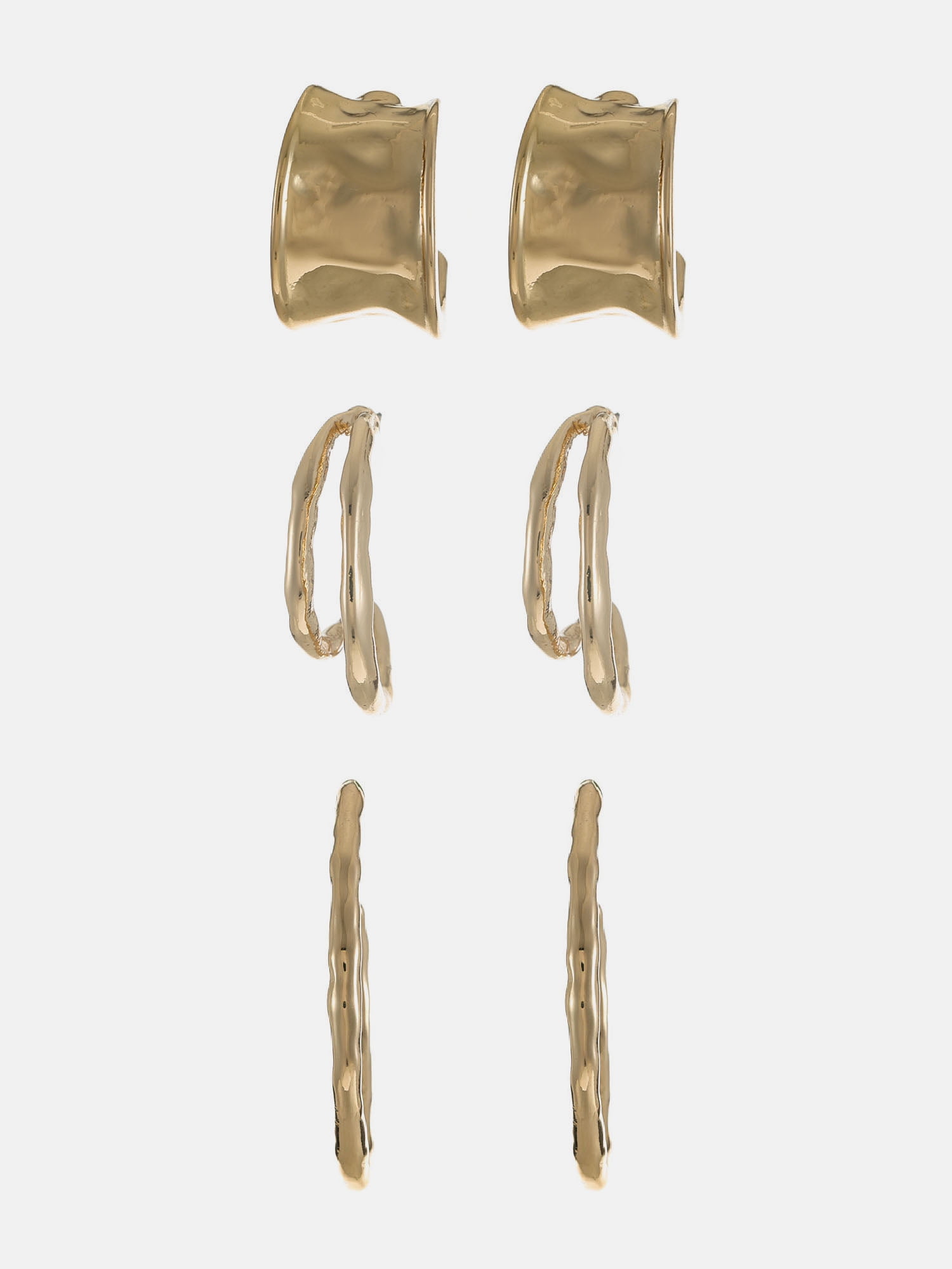 Scenario Textured Hoop Earrings, Gold-Tone, 3-Pair Set