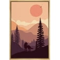 thumbnail image 3 of PixonSign Framed Canvas Print Wall Art Wolf Over Orange Forest Animals Wilderness Illustrations Modern Art Contemporary Scenic Colorful Boho Decor for Living Room, Bedroom - 16"x24" Natural, 3 of 5