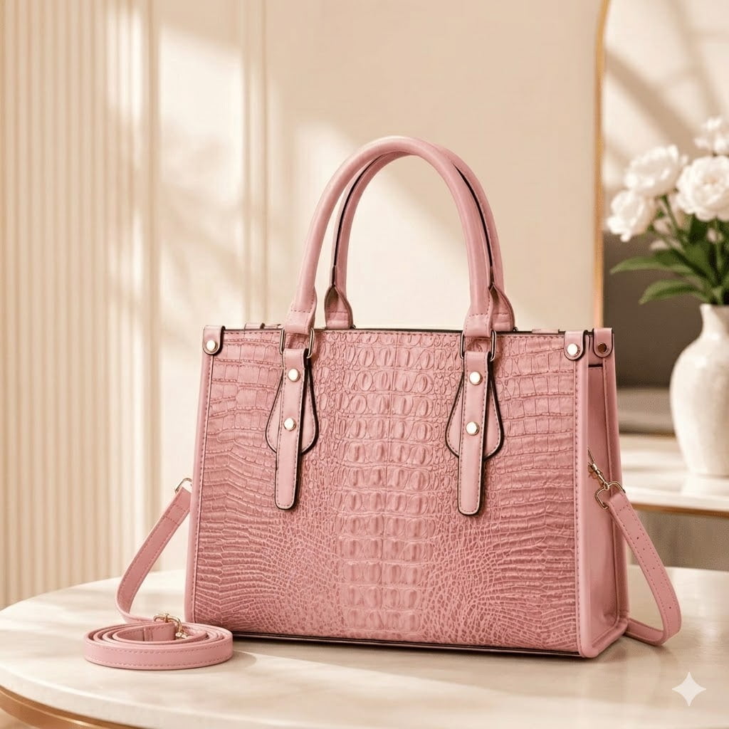 AVMPRO Women's PU Leather Top-Handle Shoulder Handbag, Pink