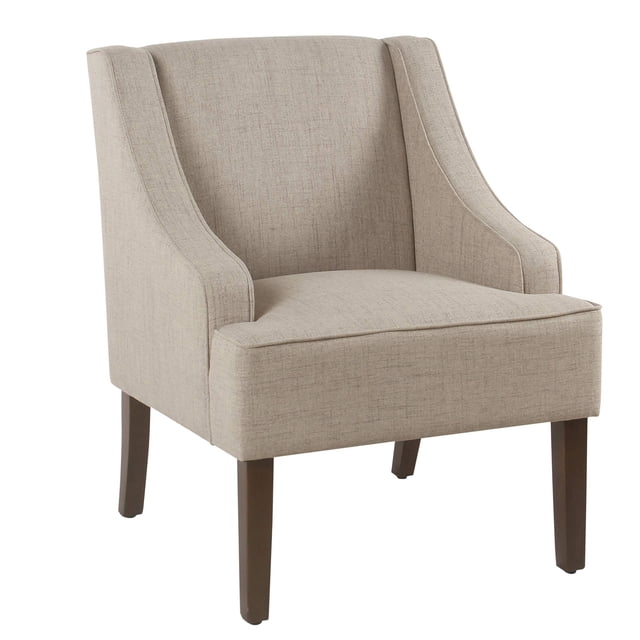 HomePop Fauteuil d'Appoint à Accoudoirs Incurvés en Velours, Beige