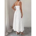 thumbnail image 2 of White Womens Sleeveless Maxi Sundress With Eyelet Cutout Square Neck Flowy Beach Vacation Dress, 2 of 6