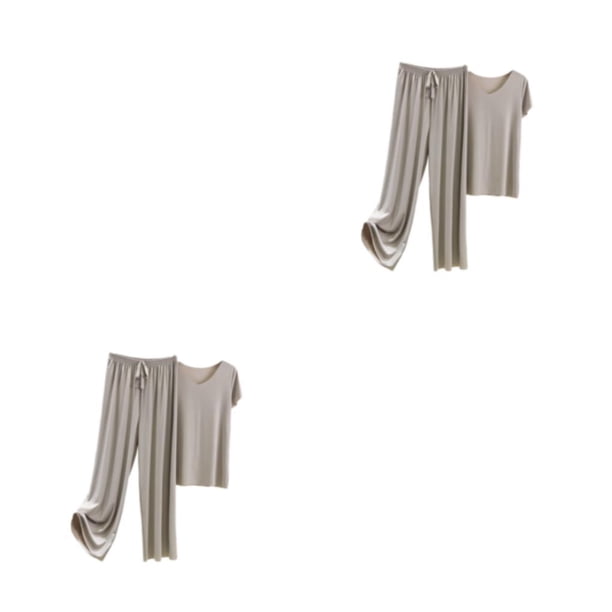 Conjunto de pijama de seda helada Qarigey para Mujer Gris Claro 2XL