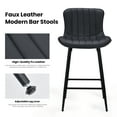 thumbnail image 3 of Farini 26" Counter Stools Set of 2, Modern Faux Leather Barstools, Counter Height Chairs for Kitchen Islands & Dining Rooms, Black, 3 of 7