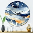 thumbnail image 3 of Designart "Abstract in Dark Blue and Gold IX" Fractals Oversized Wall Clock, 3 of 5