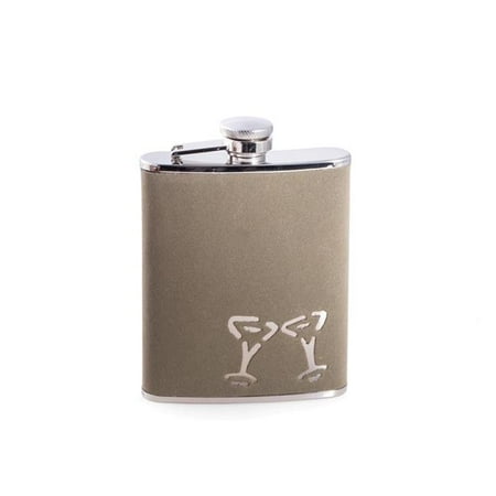 

Bey-Berk International FS306 6 oz Stainless Steel Leatherette Martini Glass Flask with Captive Cap & Durable Rubber Seal - Green & Silver