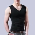 thumbnail image 2 of Gephdiin Sleeveless Shirts for Men Men's Fashion Spring and Summer Casual Sleeveless V Neck Undershirt Men's Ice Silk Undershirt Mens Tank Tops Summer Mens Compression Tank Top Black 2Xl, 2 of 9