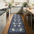 thumbnail image 2 of Garvee 2'x6' Vintage Floral Runner Rug Washable Rug, Non Slip Traditional Accent Rug Stain Resistant Foldable Printed Carpet for Hallway Bedroom Kitchen, Blue, 2 of 8