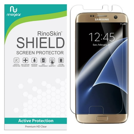 Galaxy S7 Edge Screen Protector RinoGear Flexible HD Crystal Clear Anti-Bubble Unlimited Replacement (Best Screen Protector For Galaxy S7 Edge)
