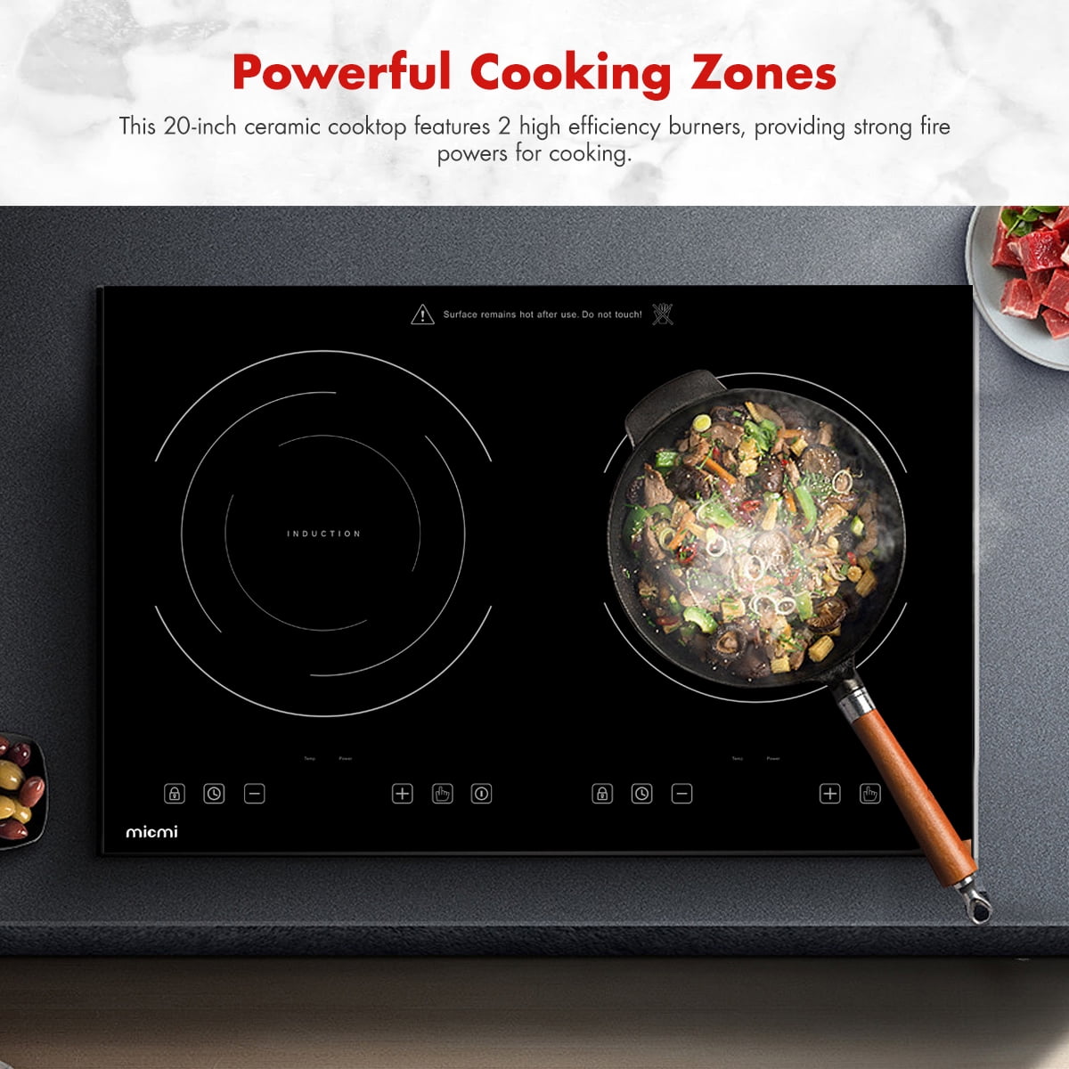 Buy Electric Cooktop，Portable 120V Double Induction Cooker with 2 Burners for Cooking, 9